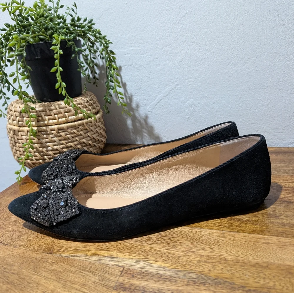 Tory Burch Esme Black Suede Rhinestones‎ Flat Shoes-sz9.5  ~Stylish - Picture 8 of 12